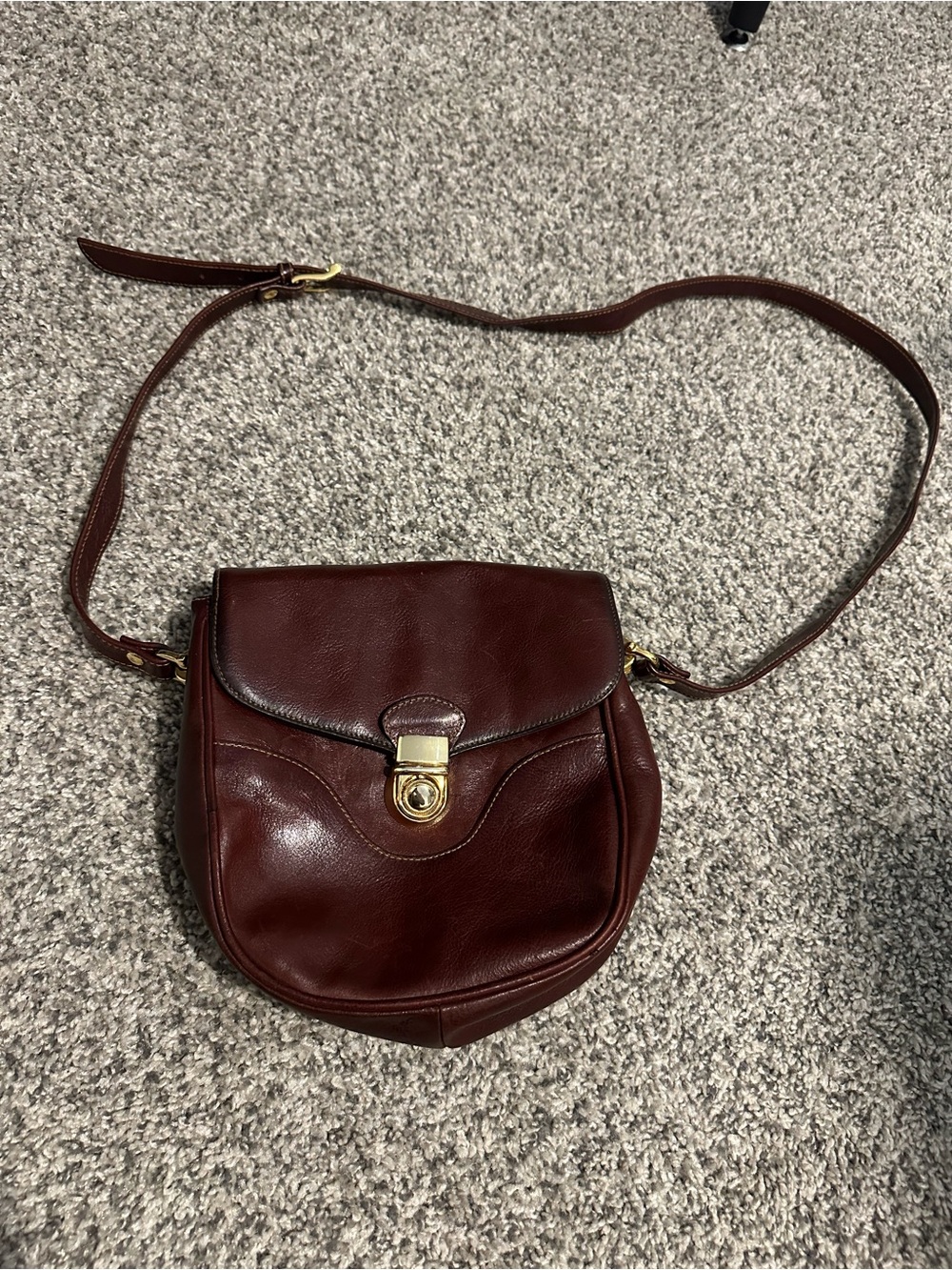Hunt Club Burgundy Leather Crossbody with Gold-Tone Turn Lock